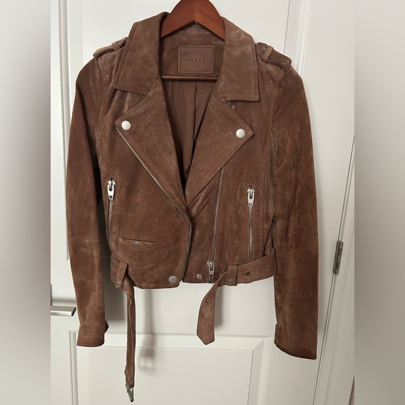 BLANKNYC Women’s Suede Leather Moto Jacket Coffee Bean Cognac Sz Small - Picture 7 of 12